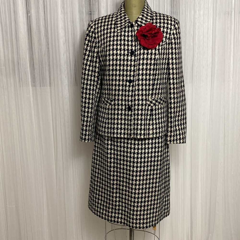 Vintage Steilmann 90’s houndstooth blazer/skirt suit classic, professional Sz 10